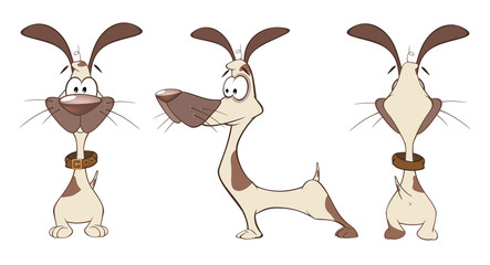 Illustration of a Cute Hunting Dog. Cartoon Character