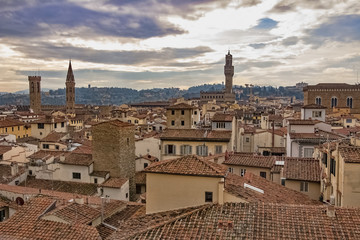 Obraz premium Beautiful aerial view of Florence from the observation platform Duomo, Cathedral Santa Maria del Fiore.