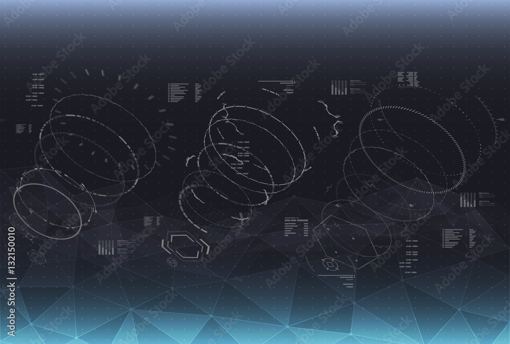 Poster head-up display elements for the spaceship interface. futuristic user interface. hud elements for we