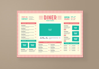 Diner Menu Layout with Retro Gingham Border