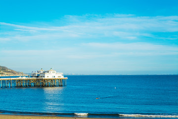 Malibu pier at sunset