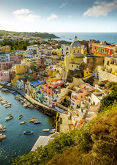 Colorful Corricella village on Procida Island in Italy