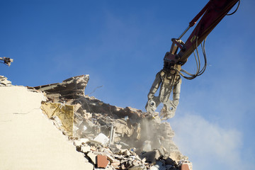 The controlled demolition of a house