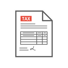 Tax form icon in the flat style, isolated from the white background.