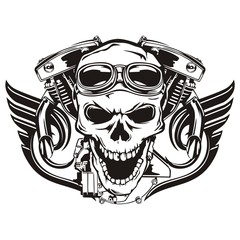 Skull motorcycle machine wings