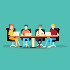 office teamwork meeting business characters graphic