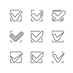 Set line icons of check mark