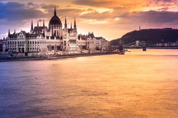 Budapest Parliament, sunset

