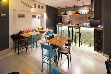 Modern colorful cafe interior