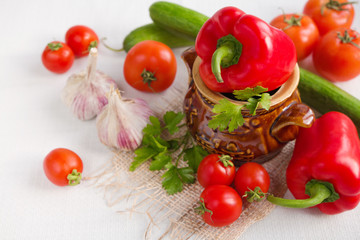 Fresh vegetables on a light background