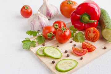 Fresh vegetables on a light background