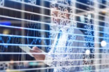 Composite image of stocks and shares