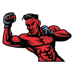 MMA Fighter Mascot Vector Logo