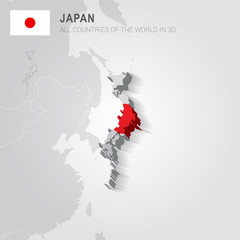 Japan and neighboring countries. Asia administrative map.