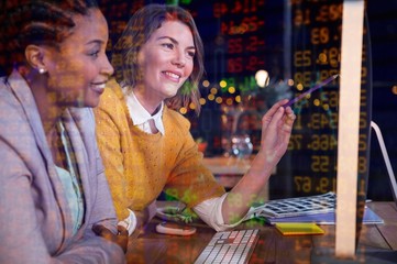 Composite image of stocks and shares