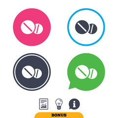 Medical tablets sign icon. Drugs symbol.