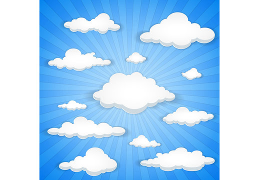 Cartoon-Style Cloudy Sky Illustration