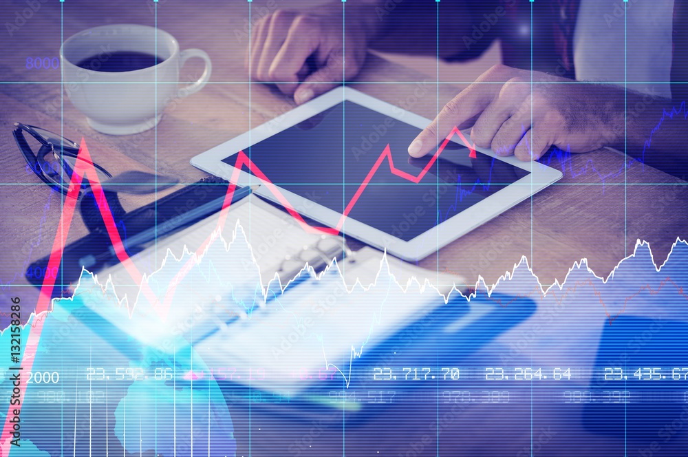 Aufkleber composite image of financial chart with graph and arrows