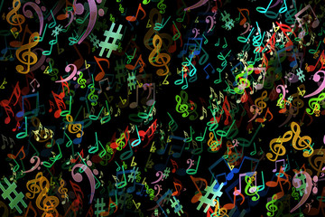 Fototapeta na wymiar Abstract musical background. in graffiti style. Notes. Music. Fa