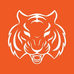 Tiger icon isolated on a white background. Tiger logo template, tattoo design, t-shirt print.