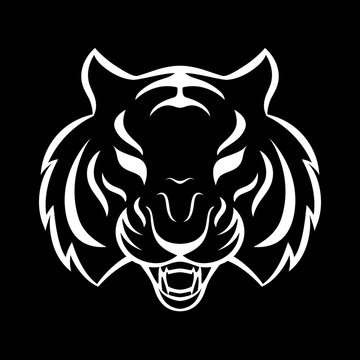Tiger icon isolated on a white background. Tiger logo template, tattoo design, t-shirt print.