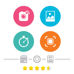 Photo camera icon. Autofocus zone and Landscape.