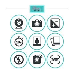 Photo, video icons. Camera, photos and frame.