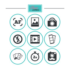 Photo, video icons. Camera, photos and frame.