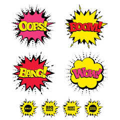 Sale icons. Special offer speech bubbles symbols.