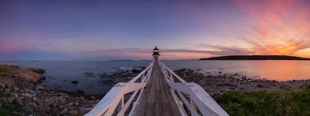 Papier Peint photo autocollant Panoramique Marshall Point Lighthouse Panorama at Sunset 