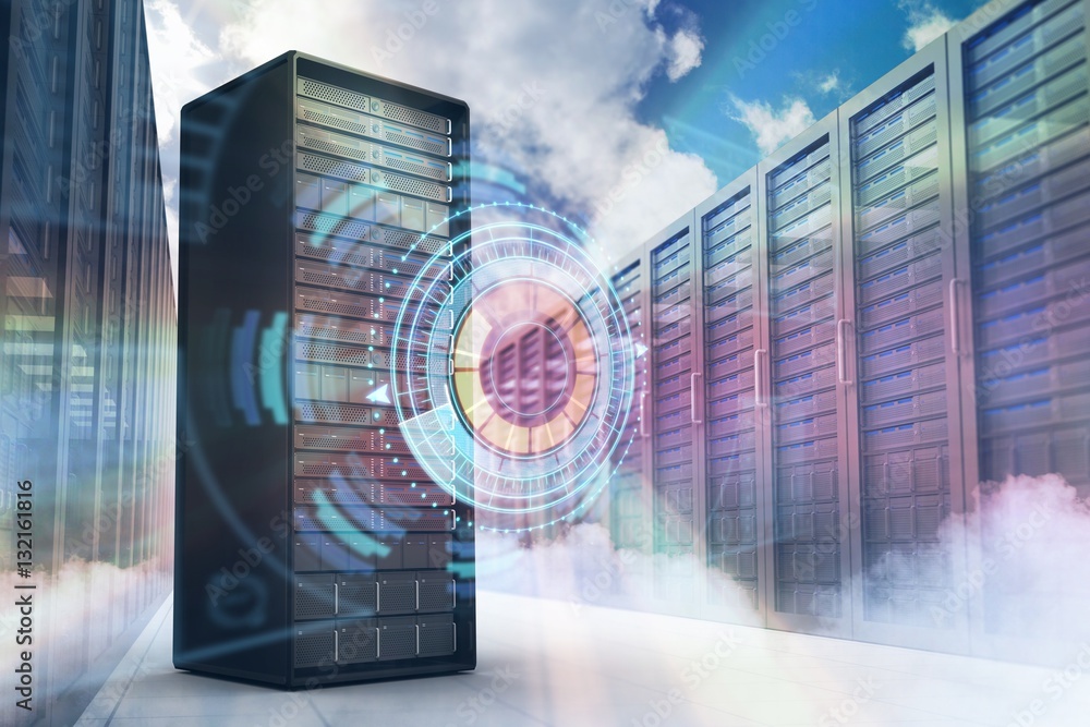 Poster composite image of server tower 3d