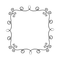 Hand drawn vector frame with curls. Design elements