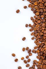Coffee beans with white background for copy space.