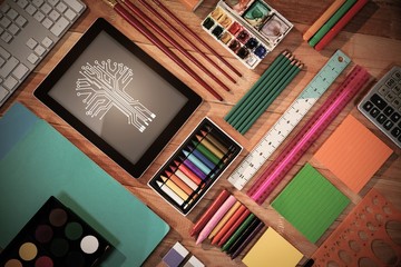 Composite image of circuit board background