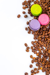 Coffee beans with white background for copy space.