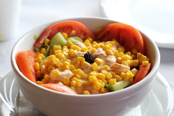 Salad with vegetables and sweet corn © ileana_bt
