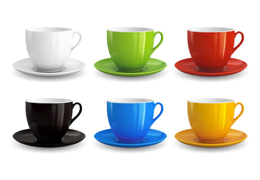 6 Cups and Saucers Illustration