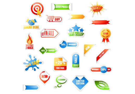 24 Bright and Glossy Sale Icons