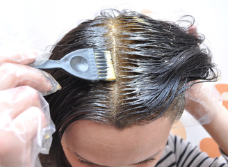Hair salon. Application of cosmetics.