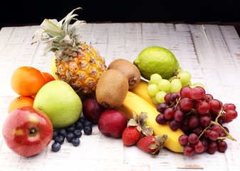 Fresh fruits.Mixed fruits background.Healthy eating, dieting, love fruits.