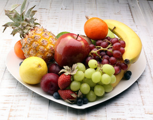 Fresh fruits.Mixed fruits background.Healthy eating, dieting, love fruits.
