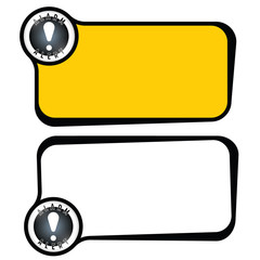 Set of two vector text frames and exclamation mark