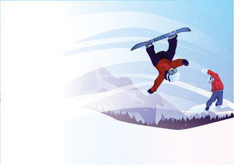 Winter sport, snowboarding - vector illustration 