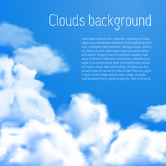 Naklejka na ściany i meble Blue sky with white clouds. Vector background