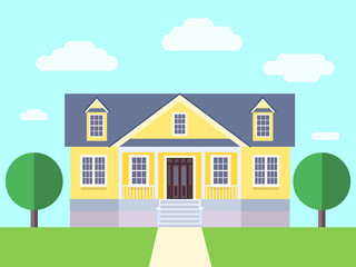 big yellow residential house with