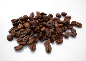 Coffee beans isolated on white background.