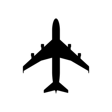 recommend clip art: Airplane icon. Black icon isolated on white background. Airplane silhouette. Simple icon. Web site page and mobile app design vector element.