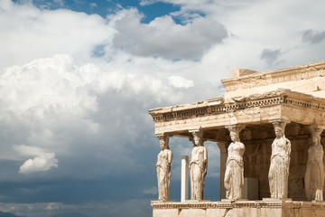Caryatids at Porch of the Erechtheion,  in Acropolis, Athens, Greece