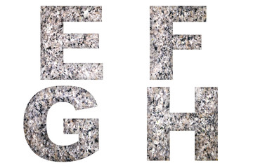 English alphabet texts made from marble rock that isolated on white background