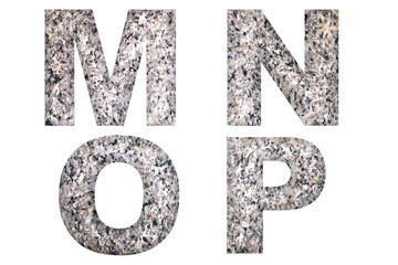 English alphabet texts made from marble rock that isolated on white background